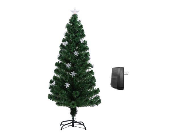 Snowflakes Decorative Indoor Outdoor Led Color Changing Led Artificial Fiber Optic Lights Tall Christmas Tree Us Plug
