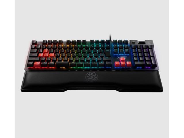 XPG SUMMONER Wired Gaming Keyboard USB - RGB Cherry MX Red Silent Switches | 104 Anti-Ghosting Keys + 5 Macro Keys | 9 Replaceable Red Keycaps | Magnetic Wrist Rest Included