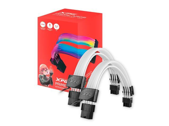 XPG Prime ARGB 8-Pin (6+2) VGA Extension Cable (ARGBEXCABLE-VGA-BKCWW) 8.7in Cable w/ optical Fiber Sleeving | Rig Lighting Kit