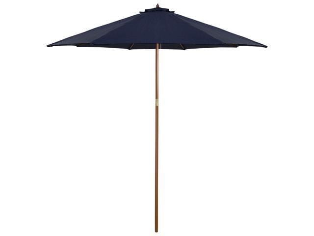 9ft Outdoor Patio Market Umbrella With Wood Pole Navy Blue Patio Umbrellas Bases Newegg Ca