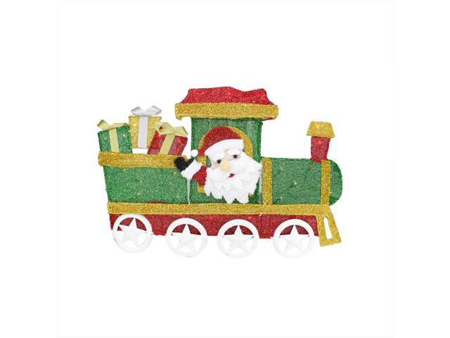 30 Lighted Tinsel Choo Choo Train Locomotive With Santa Claus