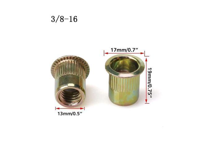 50 Pcs Steel Rivet Nut Rivnut Insert Nutsert Threaded Zinc Plated Blind 5/16 in 