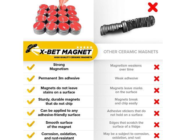 X-bet Magnet Adhesive Magnets - 1 inch (25mm) Round Disc Magnets - Strong Sticky