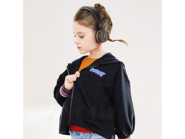 Black//Orange AILIHEN I35 Kid Headphones with Microphone Volume Limited Children Girls Boys Teen Lightweight Foldable Portable Wired Headset for School Airplane Travel Cellphones Tablets Smartphones