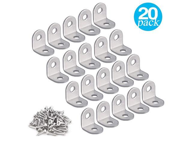 20 Pieces Stainless Stee L Bracket 0.78 x 0.78 inch，20 x 20 mm Corner Braces Joint Right Angle Bracket Fastener L Shaped Corner Fastener Joints Support Bracket 40 Pieces Screws Included