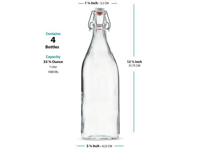 1 Liter (34 oz) Clear Giara Glass Bottle with Swing Top