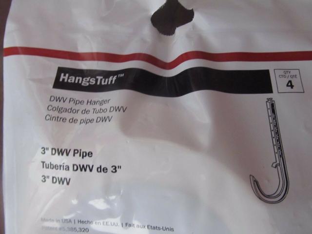 Sioux Chief J Hook PVC Pipe Hangers   3" DWV  #553-8WPK2  NEW 