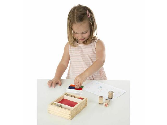 BABY FARM ANIMALS STAMP SET ~ 9 pc Wooden Set # 1639 ~  Melissa & and Doug