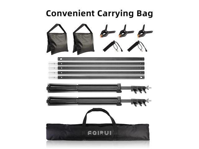 Aqirui Background Support System Kit 6.5x10ft Adjustable Photo Backdrop Stand with 3 x Spring Clamps and Carry Bag for Photography Photo Video 