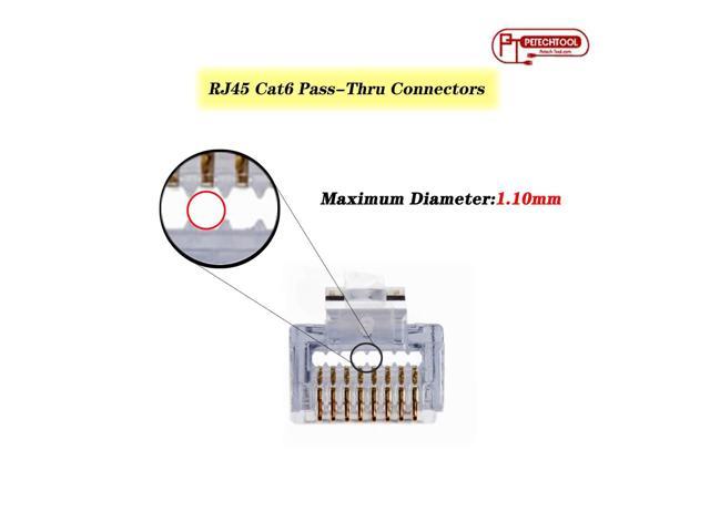 Everest Media Solutions RJ45 Cat7 & Cat6A Pass Through Connectors - 30 Pcs,  50UM Gold Plated Shielded FTP/STP External Ground for 23 AWG Network Cable