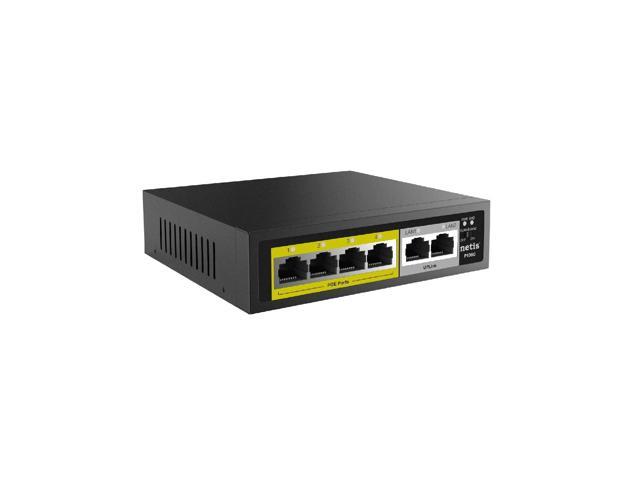 4 Port Full Gigabit PoE Switch with Fiber Unmanaged, 5 Gigabit PoE+ Ports  with 1 Gigabit Uplink Port, Total Power Budget 65W, 803.af/at Compliant