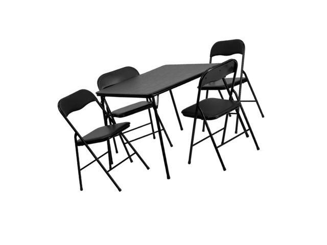 Flash Furniture 5 Piece Black Folding Card Table And Chair Set Newegg Com