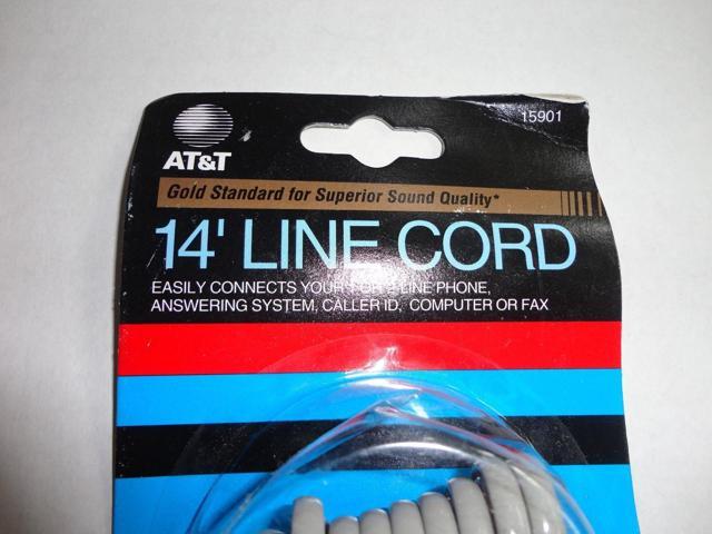 Silver Greg AT&T Modular Telephone Line Cord Flat Wire UL Listed 14ft 6P4C 