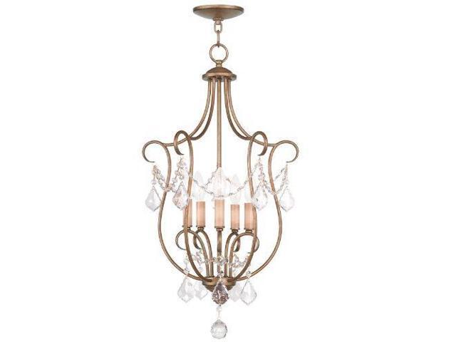 Livex Lighting S274 Bell Clip Chandelier Shade with Fancy Trim Sky Blue Floral Print 5 x 4.5 5 x 4.5