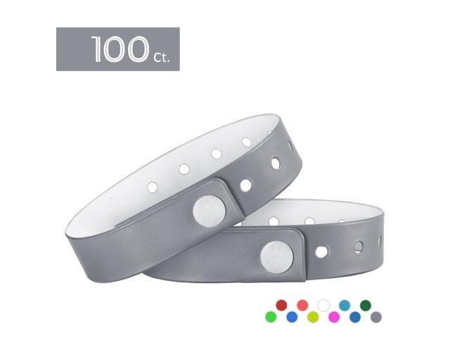 100 Pack Paper Wristbands for Events WristCo Silver 3/4 Tyvek Wristbands 