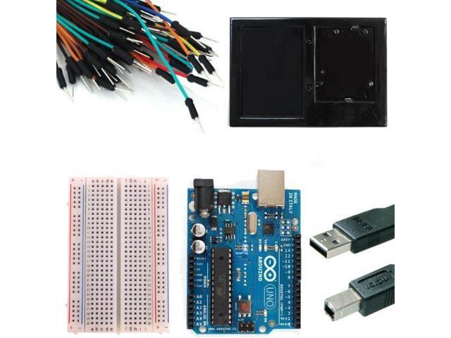 Vilros Starter Kit for Arduino Uno R3 - Bundle of 6 Items: Arduino Uno R3, Breadboard, Holder, Jumper Wires, USB Cable and 9V Battery Connector