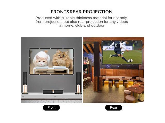 120 Inch 16:9 HD Projector Screen P-JING Portable Widescreen Foldable Anti-Crease Indoor Outdoor Projector Movies Screen for Home Theater Support Double Sided Projection 