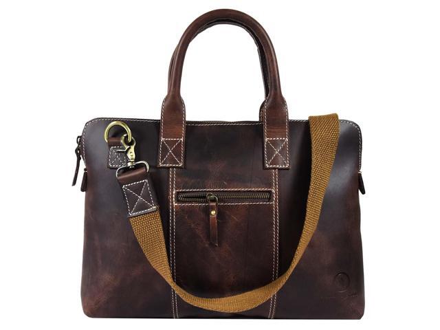 15 Rugged Distressed Leather Laptop Bag Handcrafted Oil Rubbed Office School Briefcase Everyday Vintage Satchel By Aaron Dark