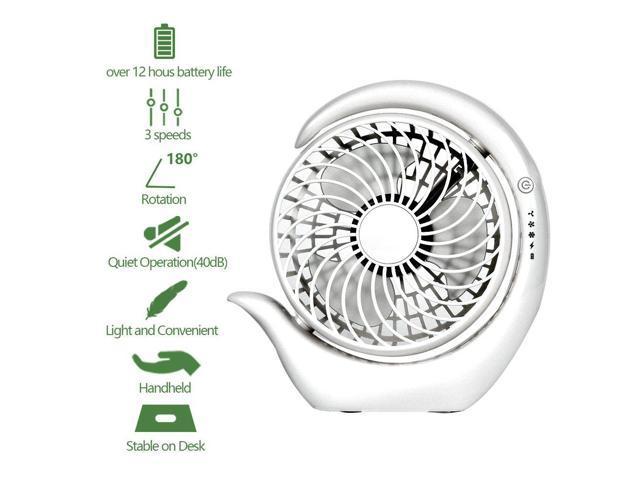 AceMining Rechargeable Battery Operated Fan with 3 speeds Strong Wind Long Bat 