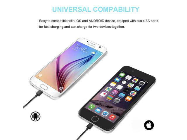 Car Charger Bluetooth Headset Two-in-one Car Charger with Smart Double USB Port 4.8A//24W Smart Touch Bluetooth Headset for iPhone//Android