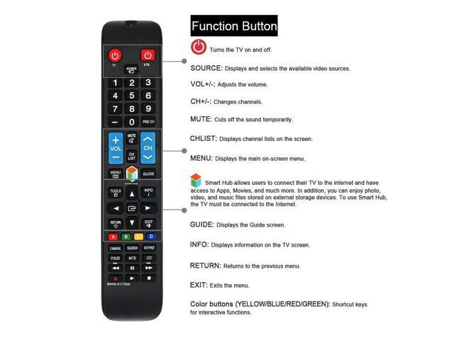 Gmatrix Bn59 01178w Universal Remote Control Replacement For Samsung Lcd Led Smart Tv Newegg Com