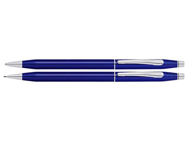 Cross Century Translucent Blue Lacquer  Ballpoint Pen & Pencil Set New In Box