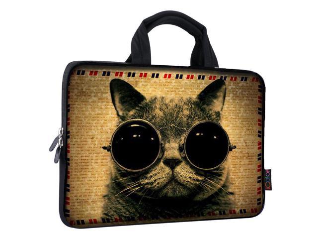 iColor 14 15 15.4 15.6 inch Laptop Handle Bag Computer Protect Case Pouch Holder Notebook Sleeve Neoprene Cover Soft Carring Travel Case Laptop Sleeve Cat ICB-07 