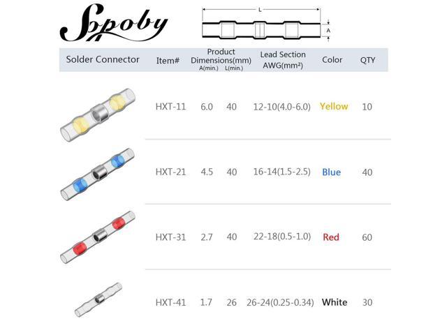 Sopoby Heat Shrink Solder Connectors 140 PCS Solder Seal Wire Connectors 