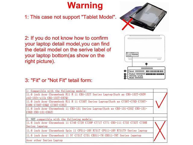 Alapmk Protective Case Cover For 11 6 Acer Chromebook R11 R 11 Cb5 132t C738t Chromebook 11 Cb3 131 Series Laptop Warning Only Fit Model Cb5 132t C738t Cb3 131 Black