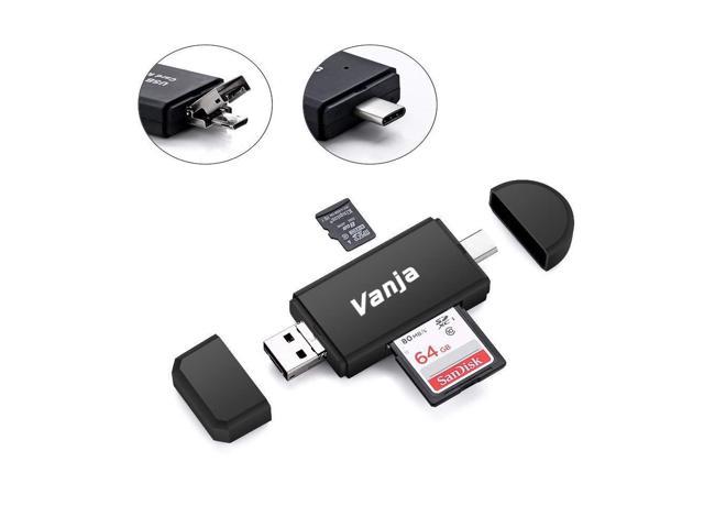 Vanja SD/Micro SD Card Reader, USB Type C Micro USB OTG Adapter and USB 2.0 Portable Memory Card Reader for SDXC, SDHC, SD, MMC, RS-MMC, Micro SDXC, Micro SD, Micro SDHC Card and UHS-I Cards