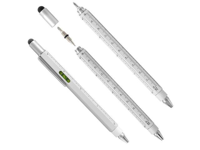 Stylus and 2 Screw Driver Levelgauge Screwdriver Pen 6 in 1 Combo Pen with Ruler Ballpoint Pen Yellow Multi-Functional Tools for Mens Gift 