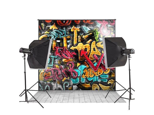 Mueeu 8x8ft Graffiti Backdrop 90s Hip Hop Alphabet Photo Vinyl