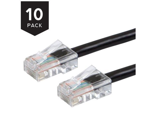 Black 10-Pack Buhbo 7ft Cat6 UTP Ethernet Network Booted Patch Cable 
