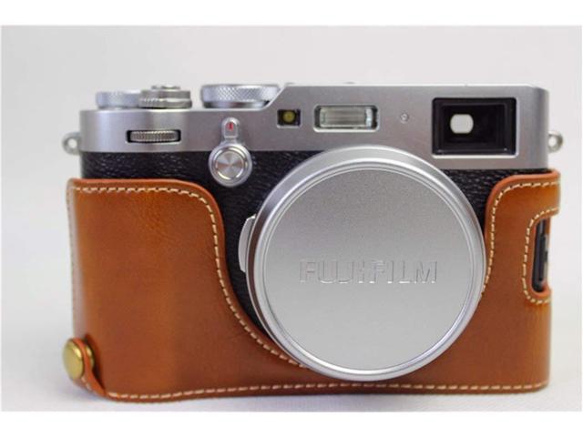 kinokoo X100F Case,Bottom Openable,PU Leather Camera Case Half Case for Fujifilm X100F with Wrist Strap-Black 