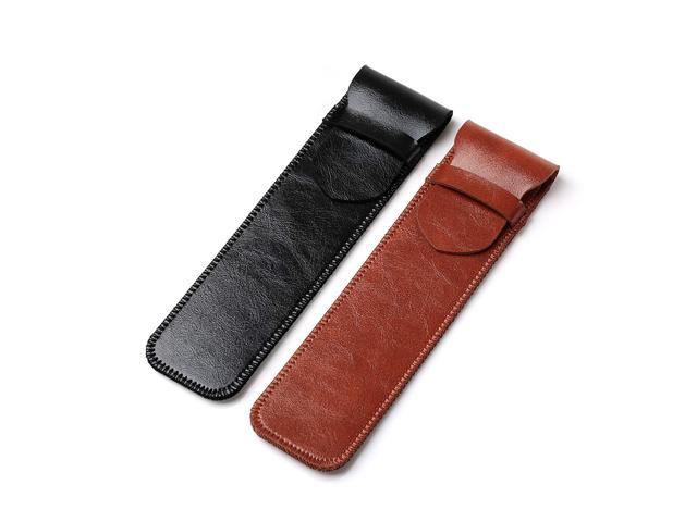 Shuxy Leather Pen Case Holder Handmade Fountain Pen Pouch Soft Pen Protective Sleeve Cover for Ballpoint Pen Stylus Touch Pen Black /& Brown Pack of 2