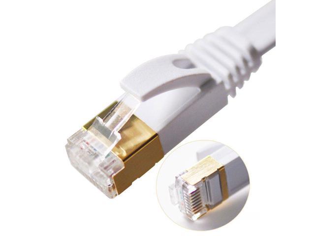 1 Pack Flat Ethernet Cable ACL 1 Feet RJ45 Ultra Premium 32AWG Cat6 White 550 MHZ 
