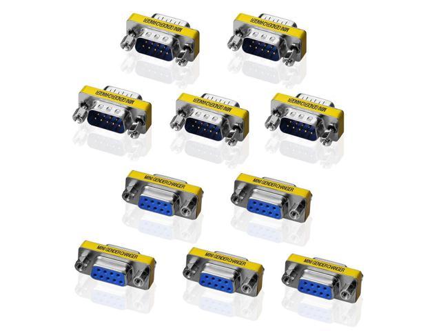SIENOC 5 Packs 9 Pin RS-232 Serial DB9 Connector Male to Female Cable Gender Changer Coupler Adapter 