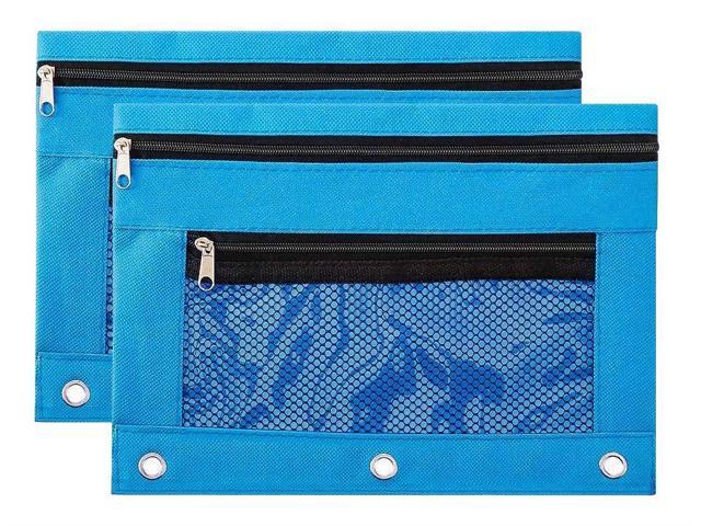 3 Rings Binder Pencil Pouch with Pencil Case with Double Pocket and Mesh Window 