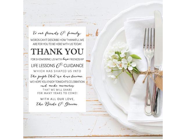 50 Wedding Thank You Place Cards Rehearsal Dinner Thank You Table Sign Menu Place Setting Card Notes Placement Thank You Note Favors For Family Guests Newegg Com