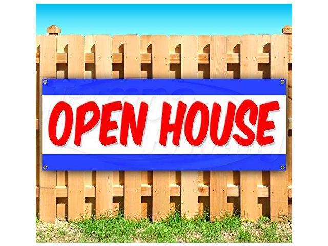 Open House 13 Oz Heavy Duty Vinyl Banner Sign With Metal Grommets