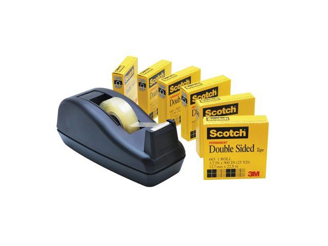 Scotch Double Sided Tape With Deluxe Desktop Tape Dispenser Narrow Width Engineered For Office And Home Use 1 2 X 900 Inches 6 Rolls 1 Dispenser 665 6pkc40 Newegg Com