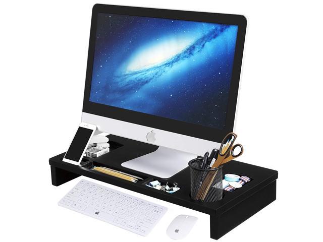 Furniture Natural Wooden Monitor Laptop Stand Riser With Shelf