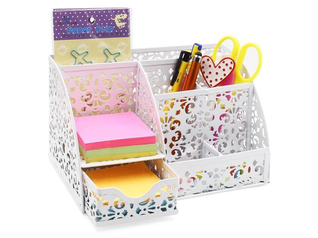 Easypag Office Metal Desk Organizer 6 Compartments Drawer Mixed Pattern Design White Newegg Com