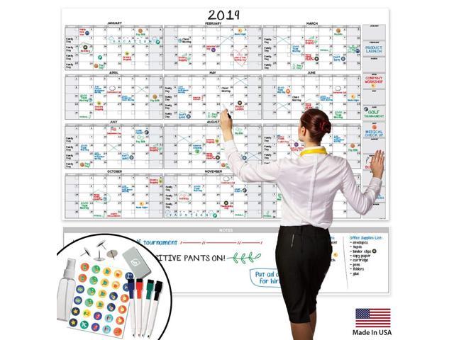Large Dry Erase Wall Calendar 58 X 38 Blank 2019 Reusable Annual Planner Academic Fiscal Year Office Project 12 Month Poster Laminated Giant Jumbo Oversized Erasable Undated Calander Newegg Com - Wall Calendar Dry Erase 12 Month