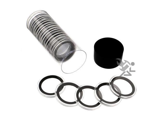 1 Airtite Coin Holder Storage Container & 20 Black Ring 33mm Air-Tite Coin Holder Capsules for 1oz Platinum Platypus 