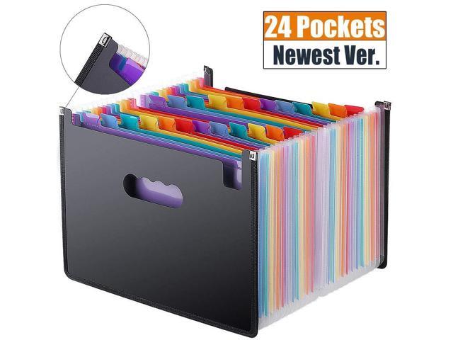 Pack of 4 Letter Size Accordion Paper Document Organizer with 28 Pcs File Folder Labels for School and Office Expanding File Folder with 8 Pockets 