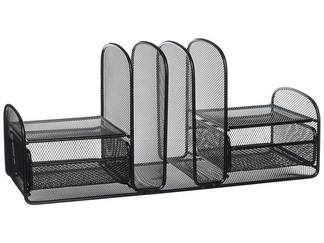 Safco Onyx Mesh Desk Organizer Three Sections Two Baskets 17 X 6 3