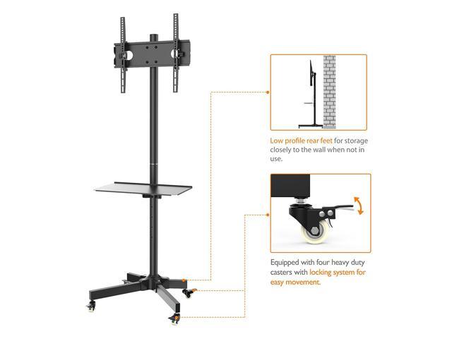 1home Mobile Tv Cart Floor Stand Mount Home Display Trolley For 23 55 Plasma Lcd Led With Locking Wheels Newegg Com