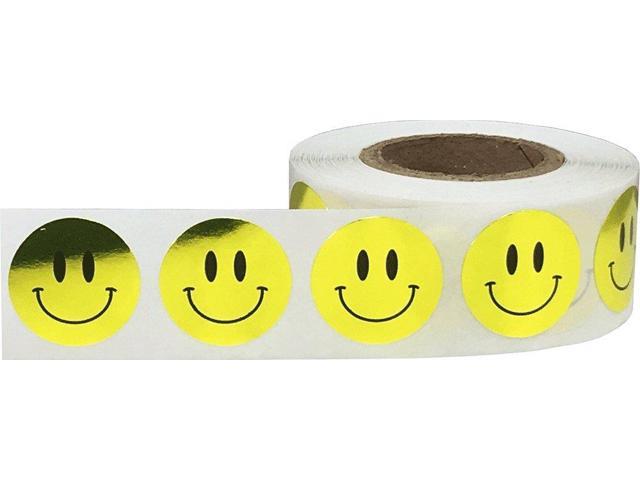 Metallic Gold Happy Face Star Shape Stickers 0.75 Inch 500 Adhesive Labels