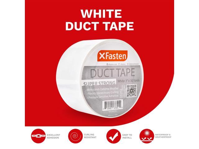 XFasten Super Strong Duct Tape, White, 3 x 30 Yards, Waterproof Duct Tape  for Outdoor, Indoor, School and Industrial Use 3-Inch by 30 Yards White
